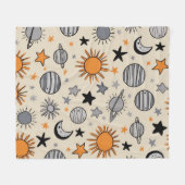 Grillige Hemellichamen Doodle Fleece Deken (Voorkant (Horizontaal))