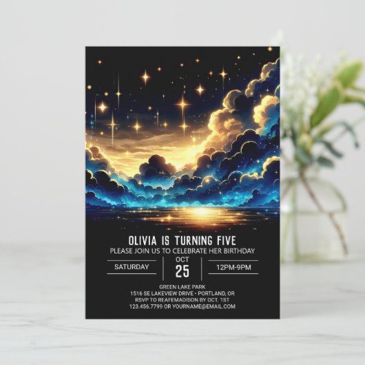 Grillige Hemelse Digitale Verjaardag Kaart (Staand voorkant)