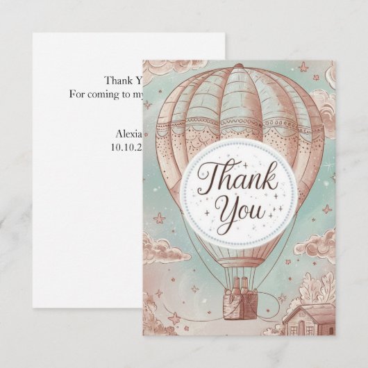 grillige hemelse heteluchtballon bedankkaart (Voorkant / Achterkant)