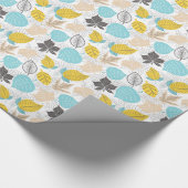 grillige herfst bladeren patroon | Blauw en geel Cadeaupapier (Hoek)