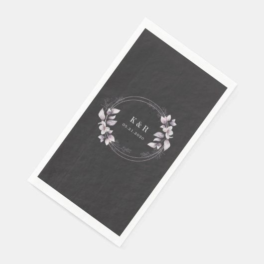 grillige herfst bloemen monogram bruiloft servet (Hoek)