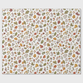 Grillige herfst bos blad paddestoel patroon cadeaupapier