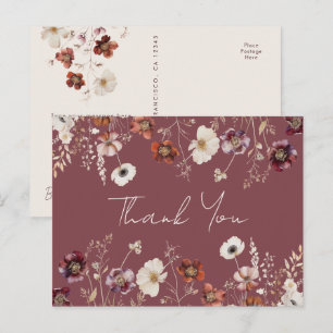 grillige Herfst gedroogde bloemen bruiloft dank u Briefkaart