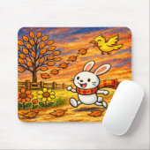 Grillige Herfst Konijn Muismat (Met muis)