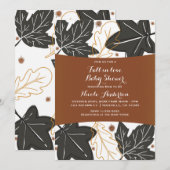 Grillige herfstbladeren en eikels babyshower kaart (Voorkant / Achterkant)