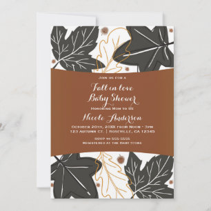 Grillige herfstbladeren en eikels babyshower kaart