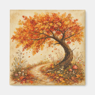 Grillige herfstboom herfstbladeren natuur  magneet