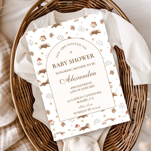 Grillige herfstbos babyshower kaart