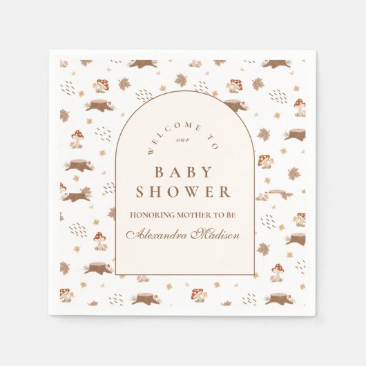 Grillige herfstbos babyshower servet (Voorkant)