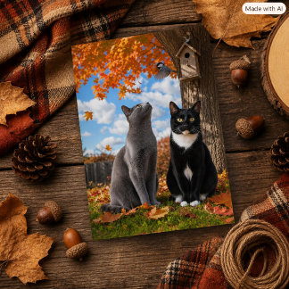 Grillige Herfstkatten & Mees Kat Liefhebber Briefkaart
