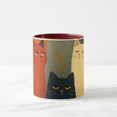 Grillige Herfstkatten Mid Century Kunst Mok (Midden)