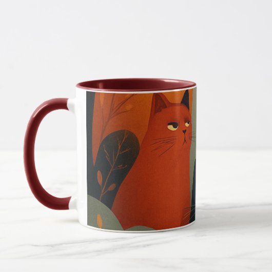 Grillige Herfstkatten Mid Century Kunst Mok (Links)