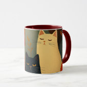 Grillige Herfstkatten Mid Century Kunst Mok (Voorkant rechts)