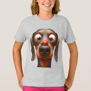Grillige hond met lieveheersbeestje op zijn neus t-shirt