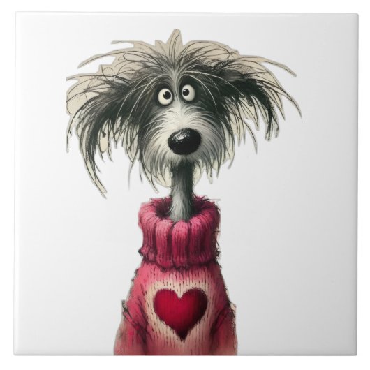 Grillige hond tegeltje (Voorkant)