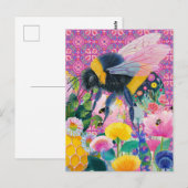 Grillige Honingbijentuin Wilde Bloem Briefkaart (Voorkant / Achterkant)