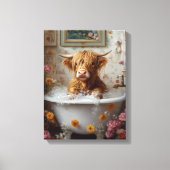 Grillige Hooglandkoe Bubbelbad Canvas Afdruk (Voorkant)