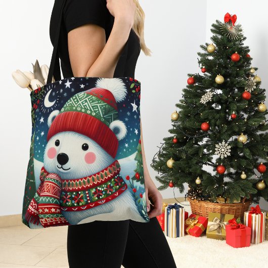 Grillige Ijsbeer Kerstmis Tote Bag
