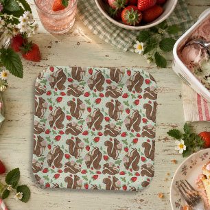 Grillige IJsschaatsen Strawberry Woodland Papieren Bordje