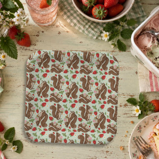 Grillige IJsschaatsen Strawberry Woodland Papieren Bordje