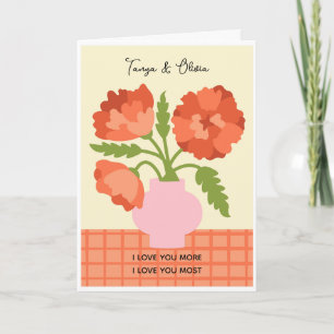 Grillige illustratie van een bloemenvase ontwerp kaart