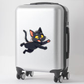 Grillige Illustratie van Zwarte Kat Sticker (Koffer)