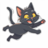 Grillige Illustratie van Zwarte Kat Sticker (Voorkant)