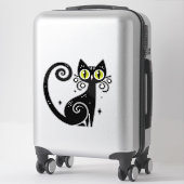 Grillige Illustratie van Zwarte Kat Sticker (Koffer)