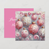 Grillige Impressionistische Kerstballen Roze Feestdagenkaart (Voorkant / Achterkant)