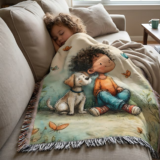 Grillige Jongen & Hond Vlinder Deken