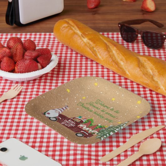 Grillige Kabouters op Kerstfeestfeestje in Rode Tr Papieren Bordje (Picknick)