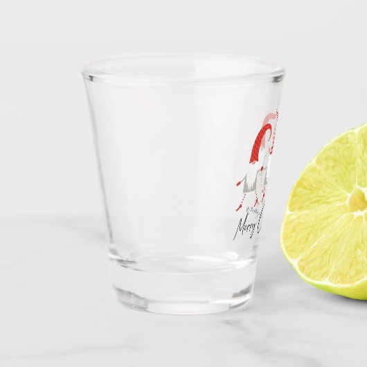 Grillige kabouters Vrolijk Kerstfeest Shot Glas (Links)