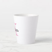 Grillige kalligrafie Roze en Zwarte Monogram Latte Mok (Voorkant)