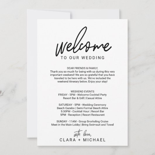 Grillige kalligrafie welkomstbrief & kaart (Voorkant)