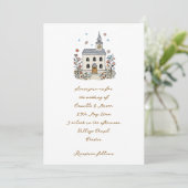 Grillige Kapel Doodle Bruiloft Kaart (Staand voorkant)