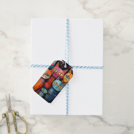 Grillige Kat Cadeaulabel (Met Touw)