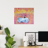 Grillige kat en paard poster (Thuiskantoor)