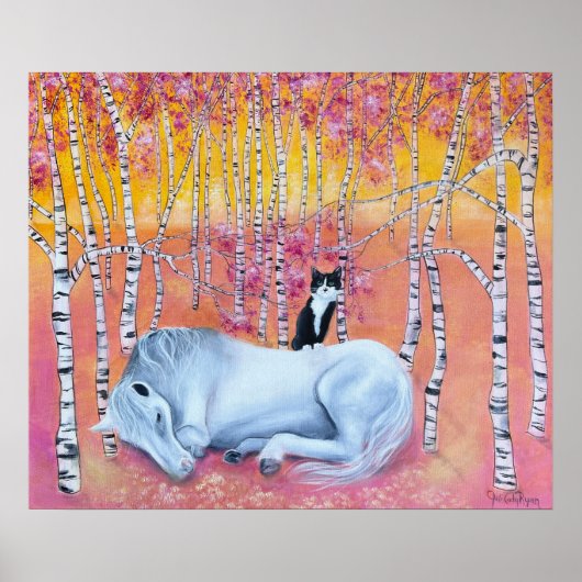 Grillige kat en paard poster (Voorkant)