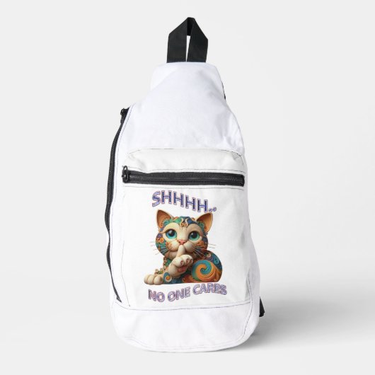 grillige kat fluistert shhh niemand geeft sling bag (Voorkant)