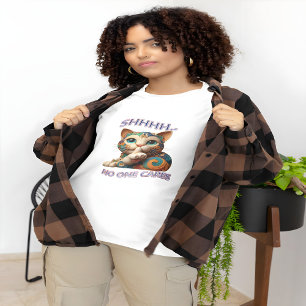 grillige kat fluistert shhh niemand geeft t-shirt