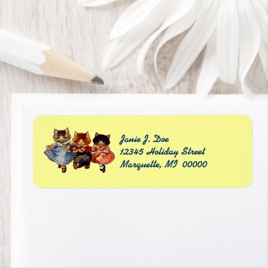 grillige  kat katten dansen Adresetiketten Etiket (Insitu)