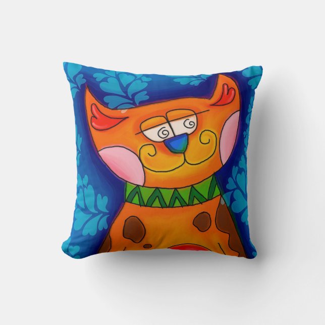 Grillige Kat Kussen (Voorkant)