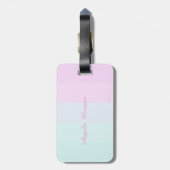 Grillige kat ombre gestreepte monogram-personalis bagagelabel (Achterkant verticaal)
