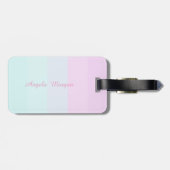 Grillige kat ombre gestreepte monogram-personalis bagagelabel (Achterkant horizontaal)