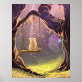 Grillige kat op een schommelposter poster (Voorkant)