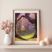 Grillige kat op een schommelposter poster