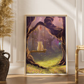 Grillige kat op een schommelposter poster