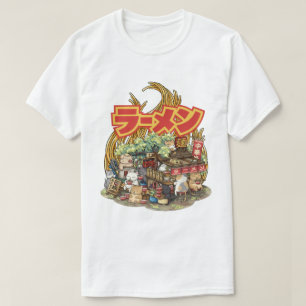 Grillige kat Ramen Noedel Kraam T-shirt