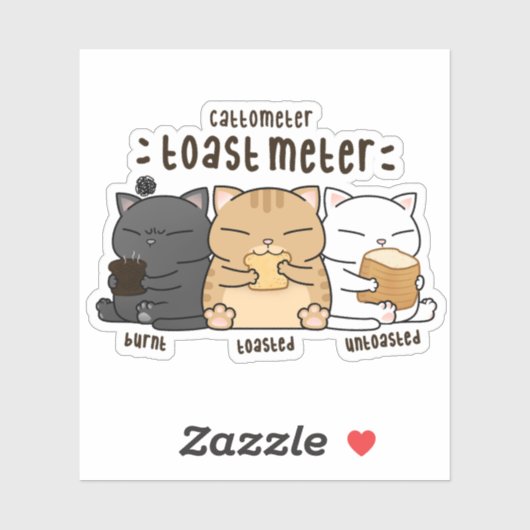 grillige kat toast meter sticker (Vel)