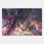 grillige katten als heksen Paarse decoupage Inpakpapier Vel (Voorkant)